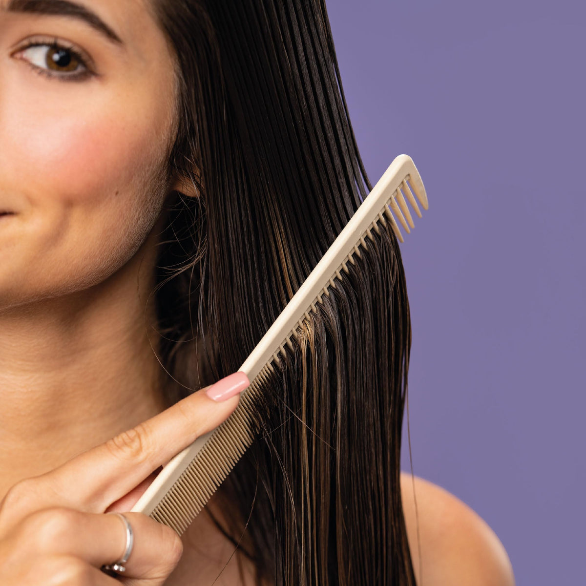 MONAT conditioner staged on bathroom shelf suggesting clean-beauty lifestyle