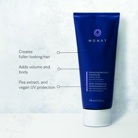 MONAT creamy conditioner texture on palm showing lightweight moisturizing benefit