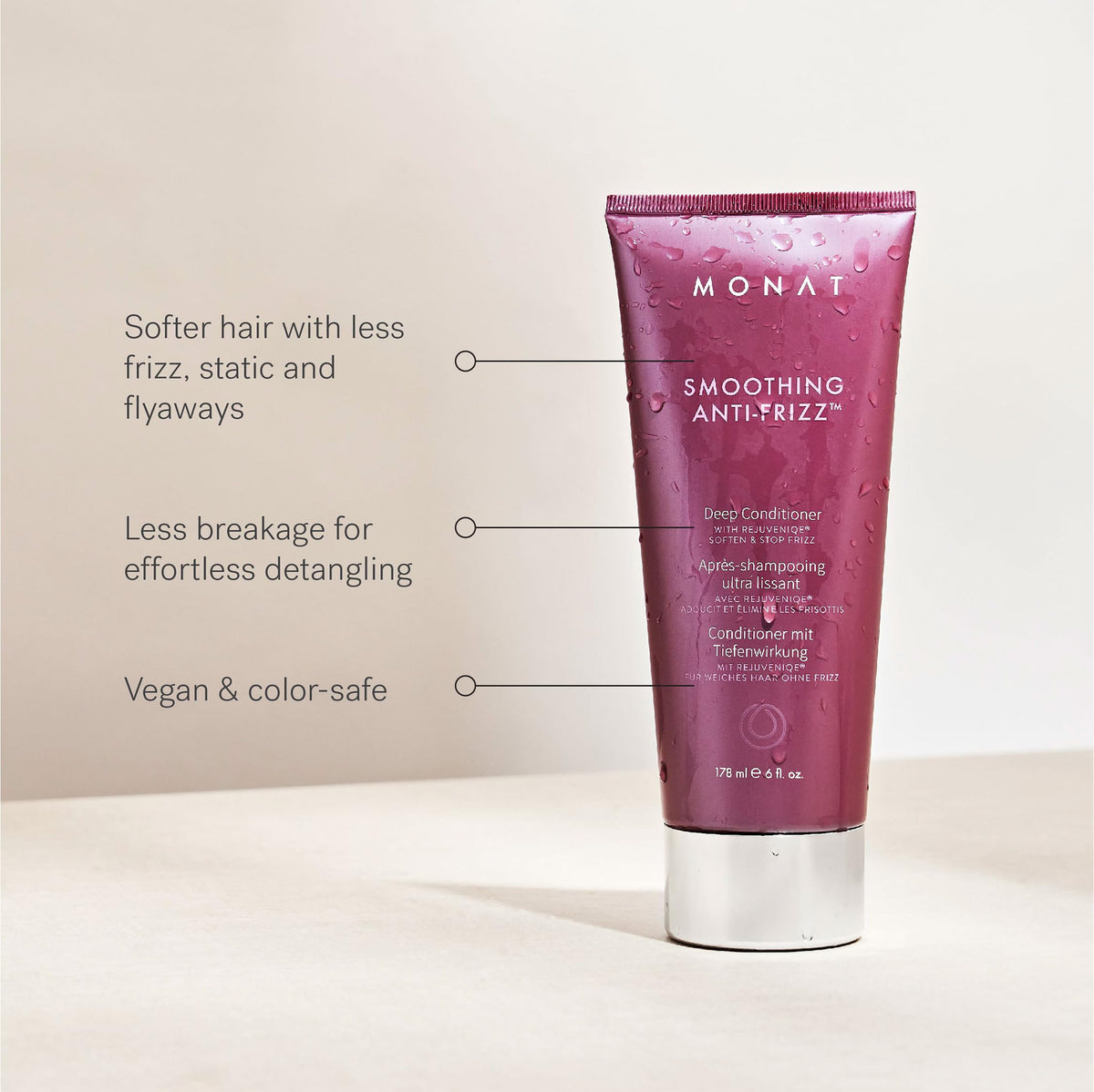 MONAT conditioner cream texture close up showing smooth consistency for lightweight hydration