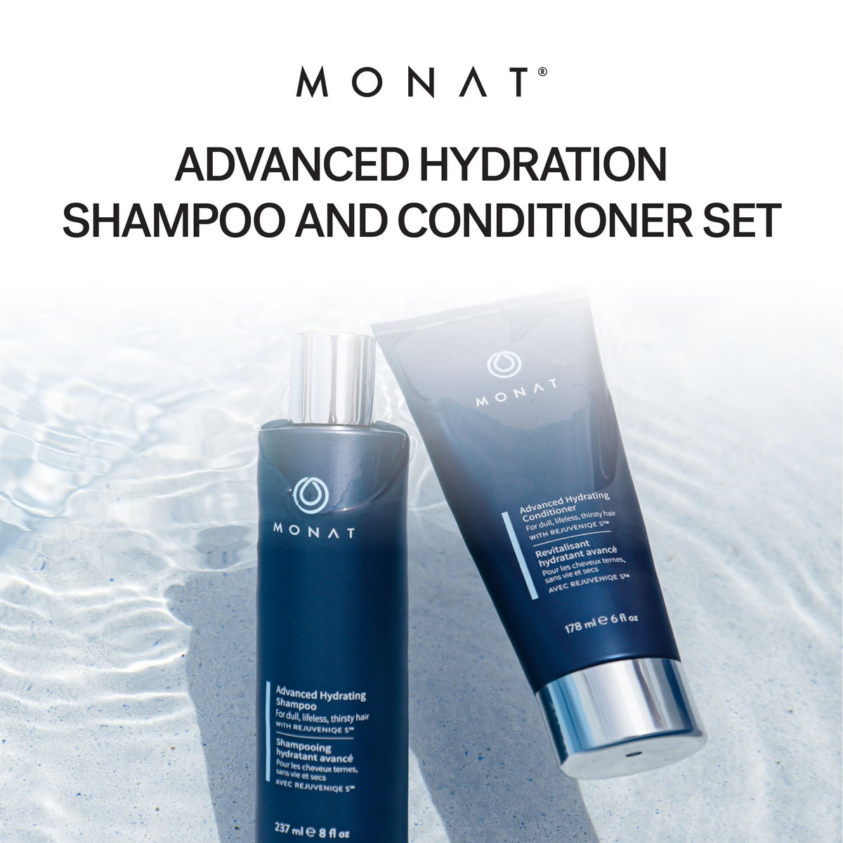 MONAT hair after use showing shiny smooth results and reduced frizz