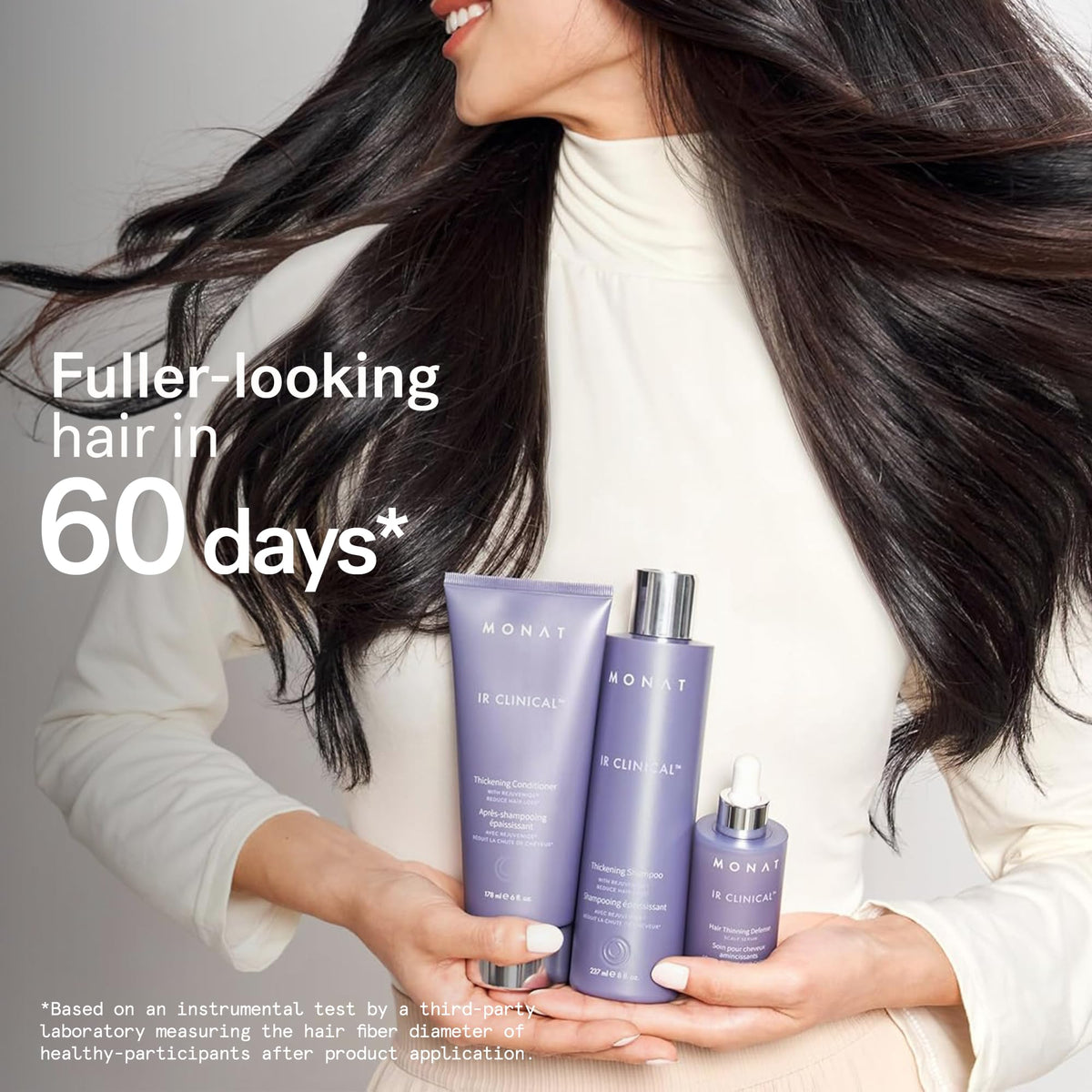 MONAT IR Clinical bottle label detail highlighting key ingredients and clean formula