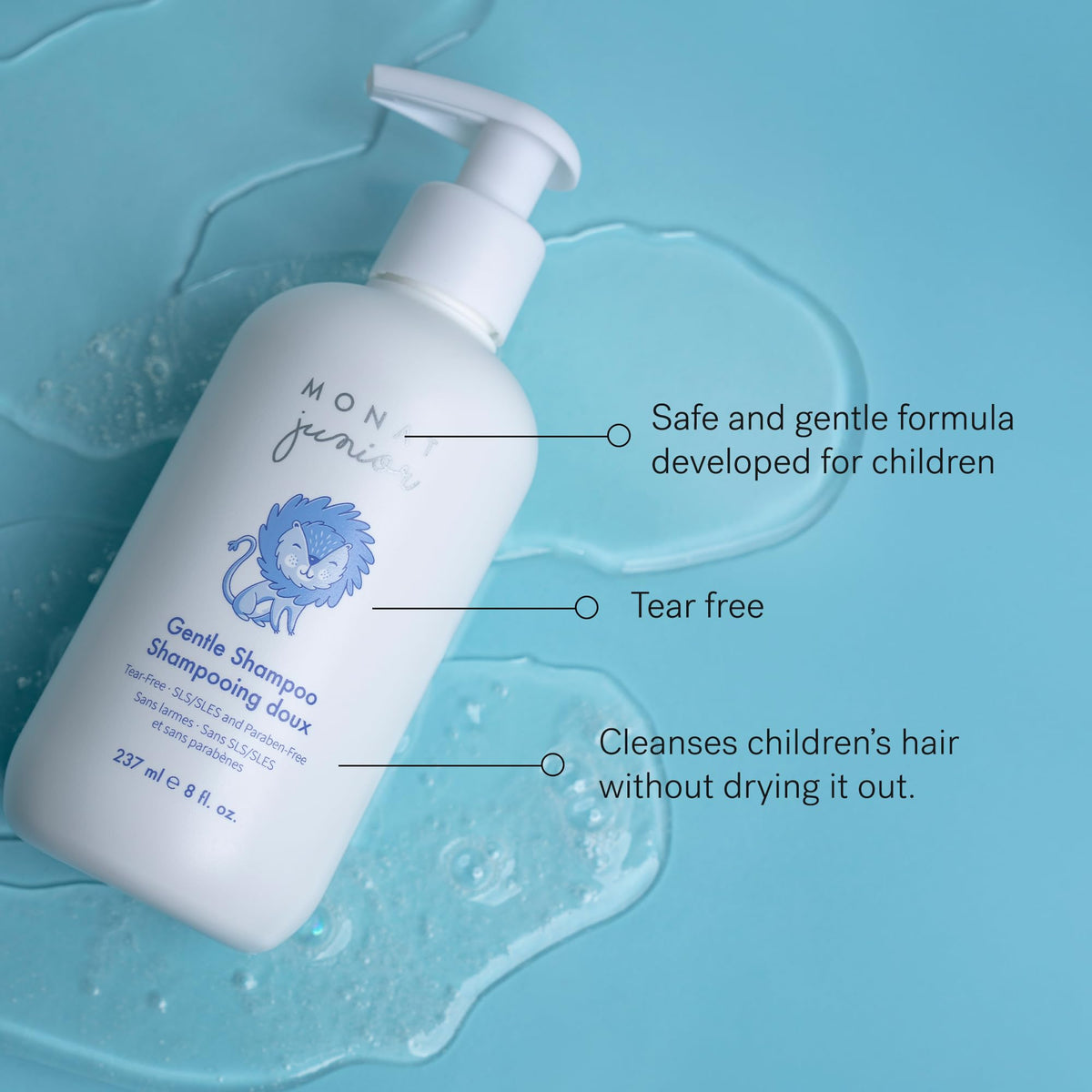 MONAT Junior conditioner creamy texture showing smooth detangling effect