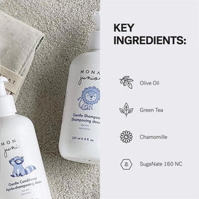 MONAT Junior in-bathroom setting with child demonstrating tear-free washing