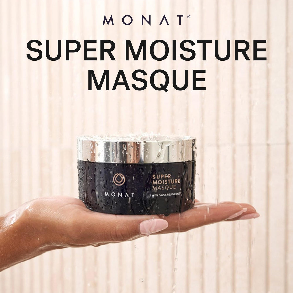 MONAT rinsed hair showing smooth, shiny results after treatment