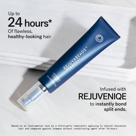 MONAT Rejuvabeads bottle next to ruler showing 70 ml size for travel convenience