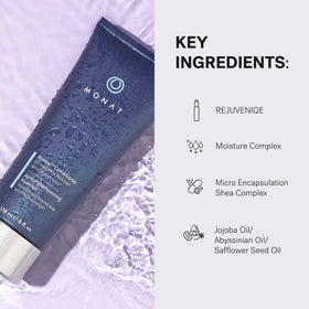 MONAT after-rinse hair result showing soft shiny manageable strands