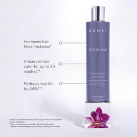 MONAT bottle in hand demonstrating size and easy dispensing