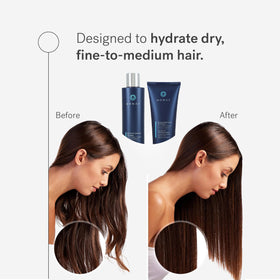 MONAT shampoo pump close-up showing dispenser and easy application benefit