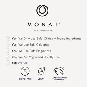 MONAT Studio One on bathroom vanity in lifestyle scene showing clean, vegan beauty
