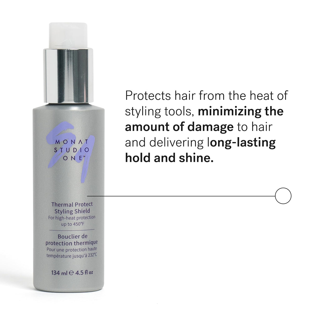 MONAT spray nozzle close-up demonstrating even mist for easier styling and control