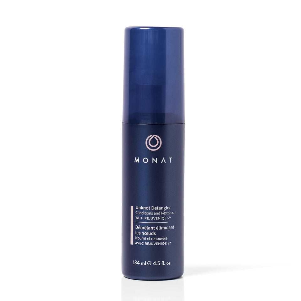 MONAT Unknot Detangler front packaging showing bottle and label, easy identification benefit