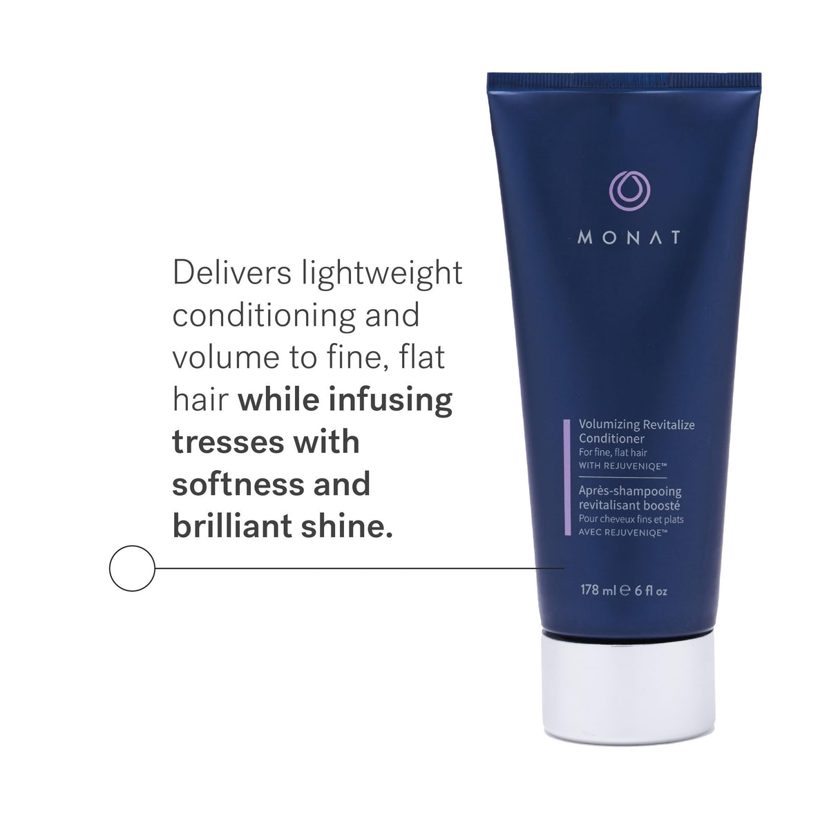 MONAT pump closeup highlighting dispenser and easy precise application benefit