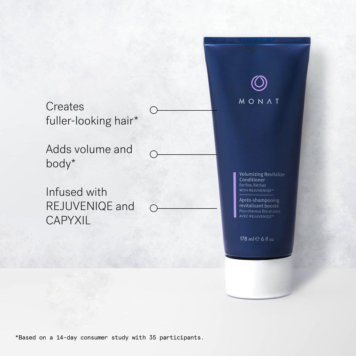 MONAT conditioner cream texture demonstrating lightweight hydration