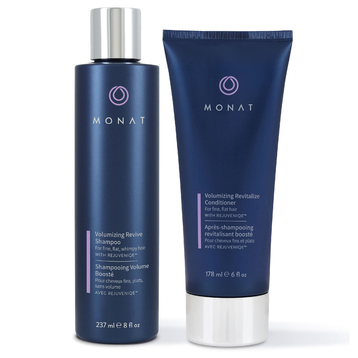 MONAT front packaging showing duo and benefits of lightweight volume