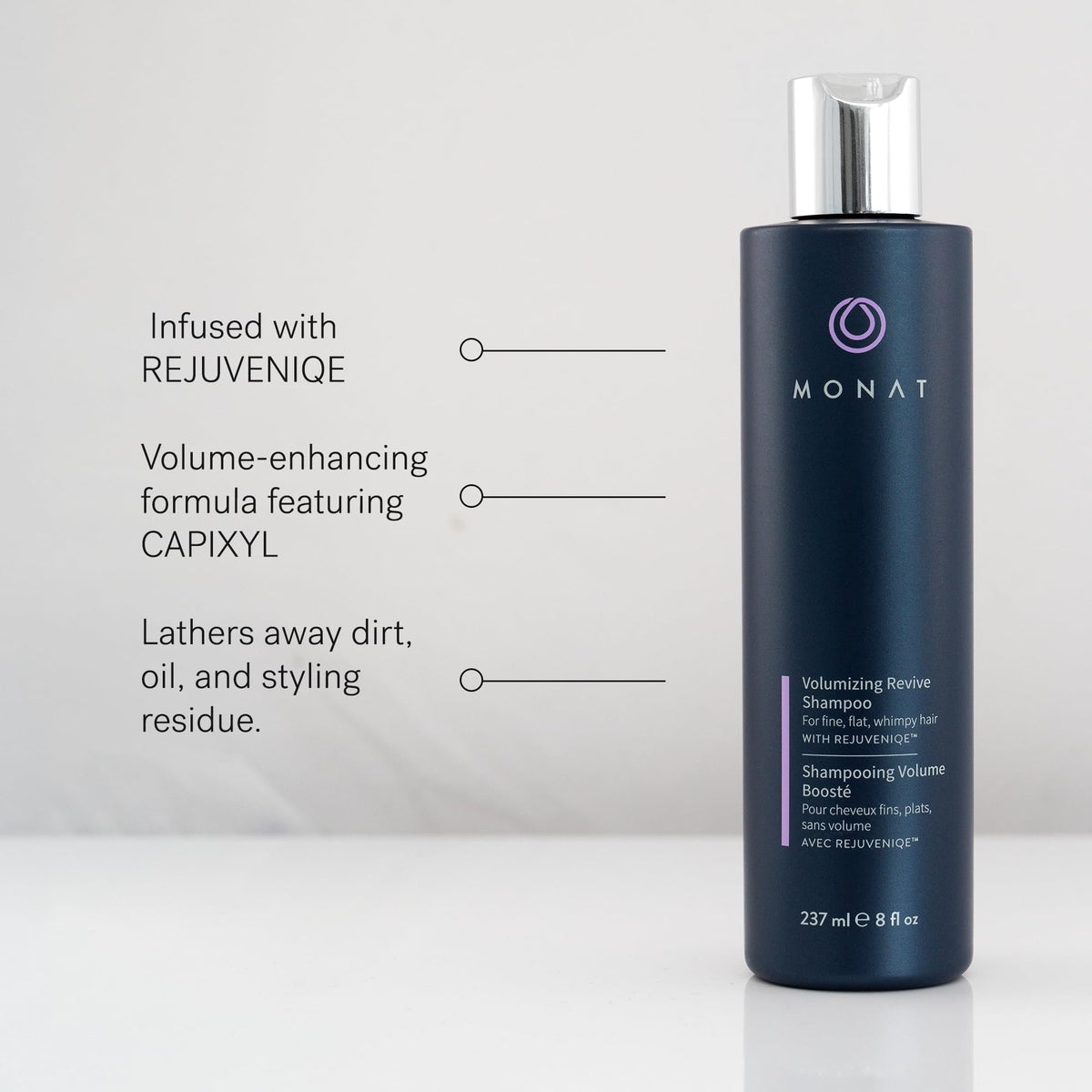 MONAT set in shower scene showing use and build-up removal benefit