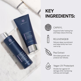 MONAT bottles in hand for scale showing convenient sizes and portability