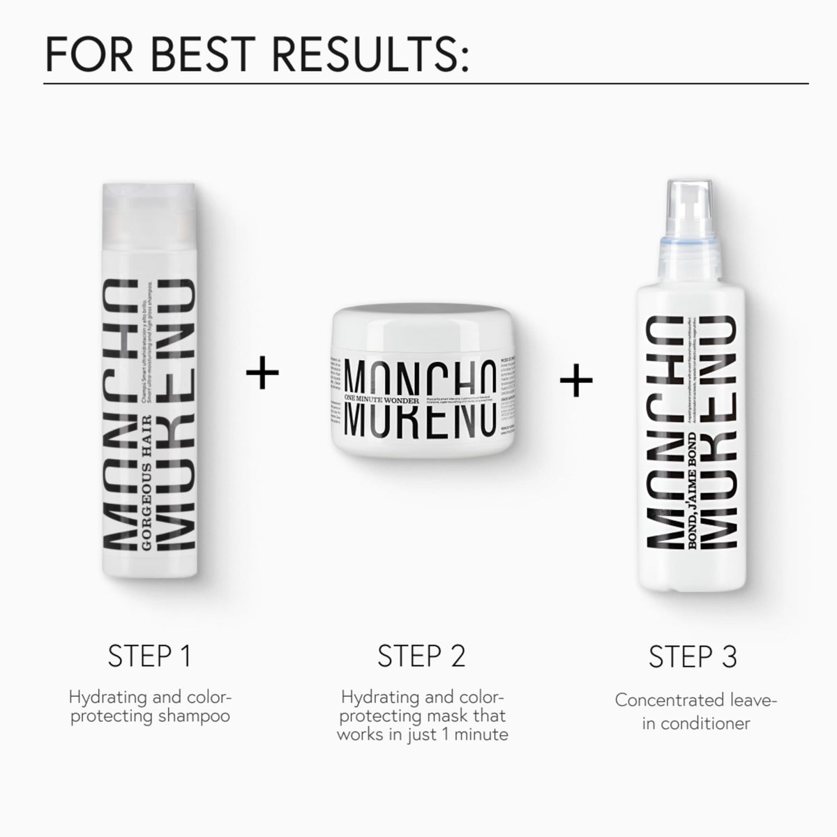 MONCHO MORENO product on bathroom shelf for easy daily routine benefit