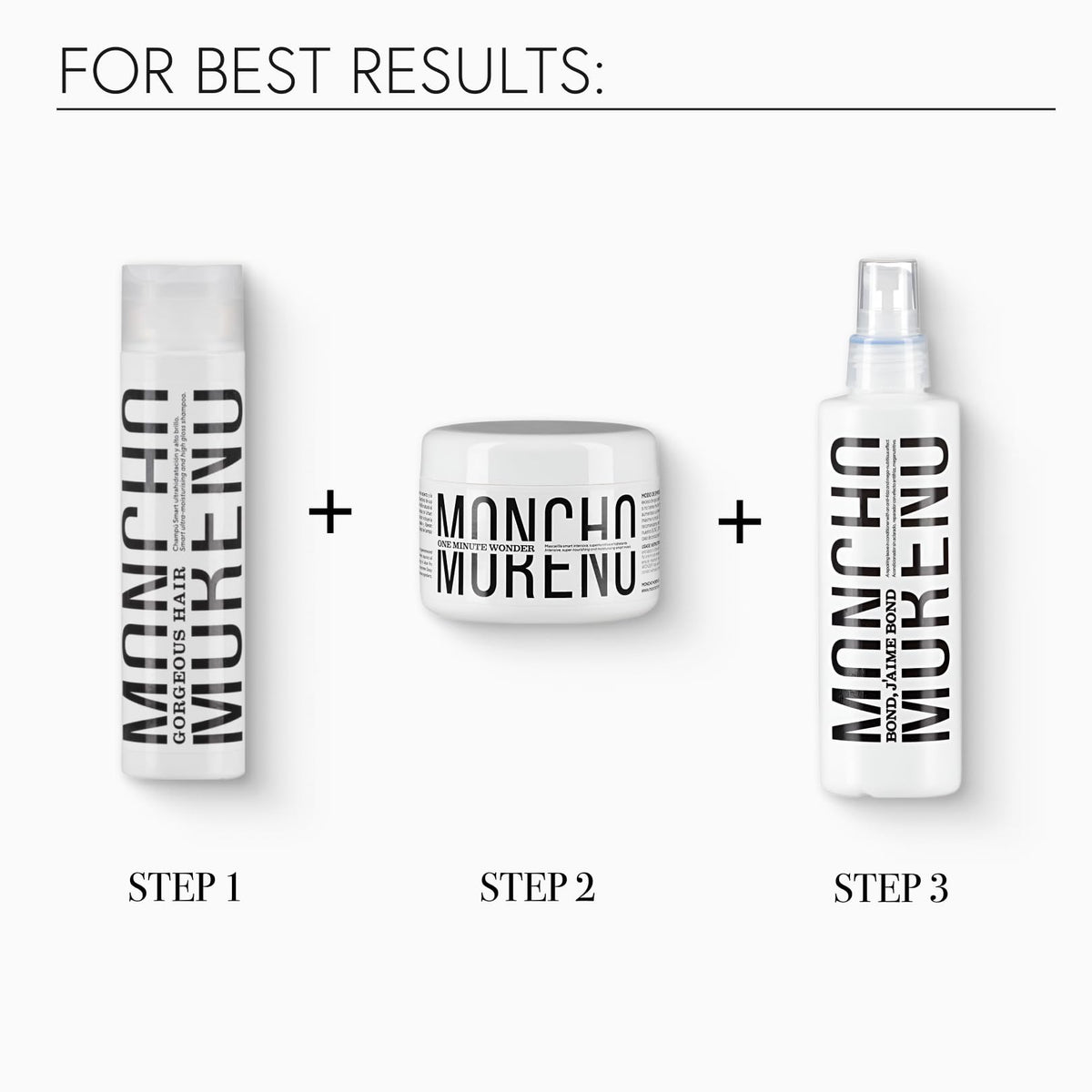 MONCHO MORENO label detail showing usage instructions and professional branding