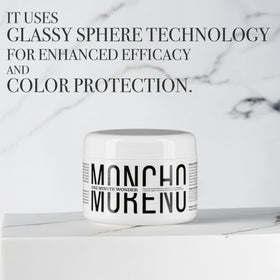 MONCHO MORENO jar next to hand to show 8.45 fl oz size clarity