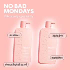 MONDAY HAIRCARE bottle held in hand to show 27 oz size and scale