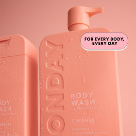 MONDAY HAIRCARE recyclable label close-up emphasizing eco-friendly packaging