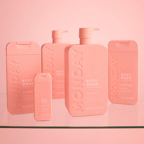 MONDAY HAIRCARE in styled bathroom to show lifestyle self-care benefit