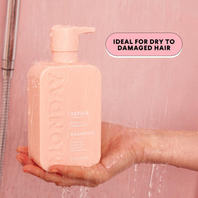 MONDAY HAIRCARE keratin-rich serum texture close-up promoting strength