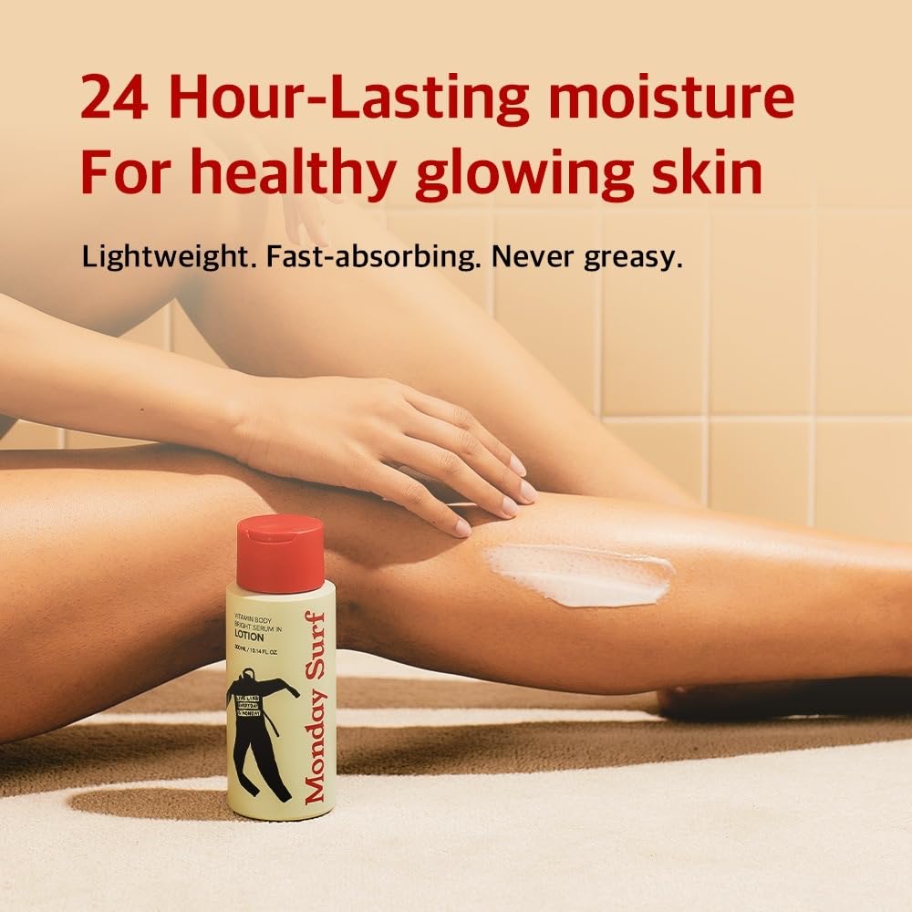 Monday Surf texture close-up showing creamy lotion absorbed quickly for smooth skin