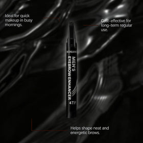 Moniano applying pen to eyebrow demonstrating natural fill benefit enhanced definition