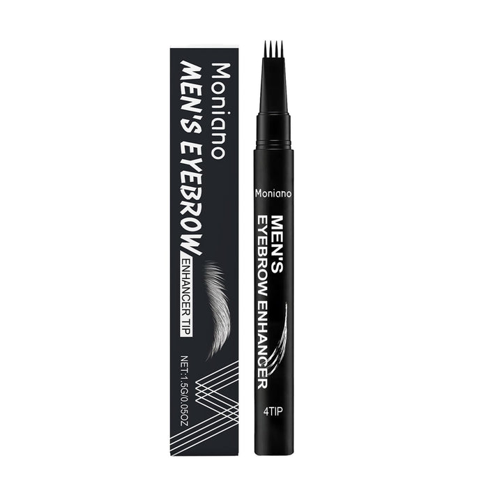 Moniano front packaging showing compact men’s brow pen benefit quick grooming