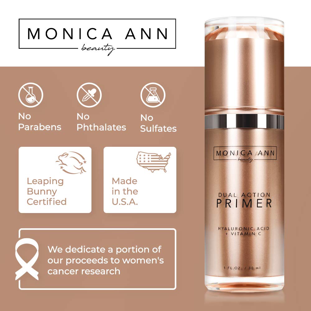 Monica Ann Beauty primer swatched on hand showing immediate blurring effect