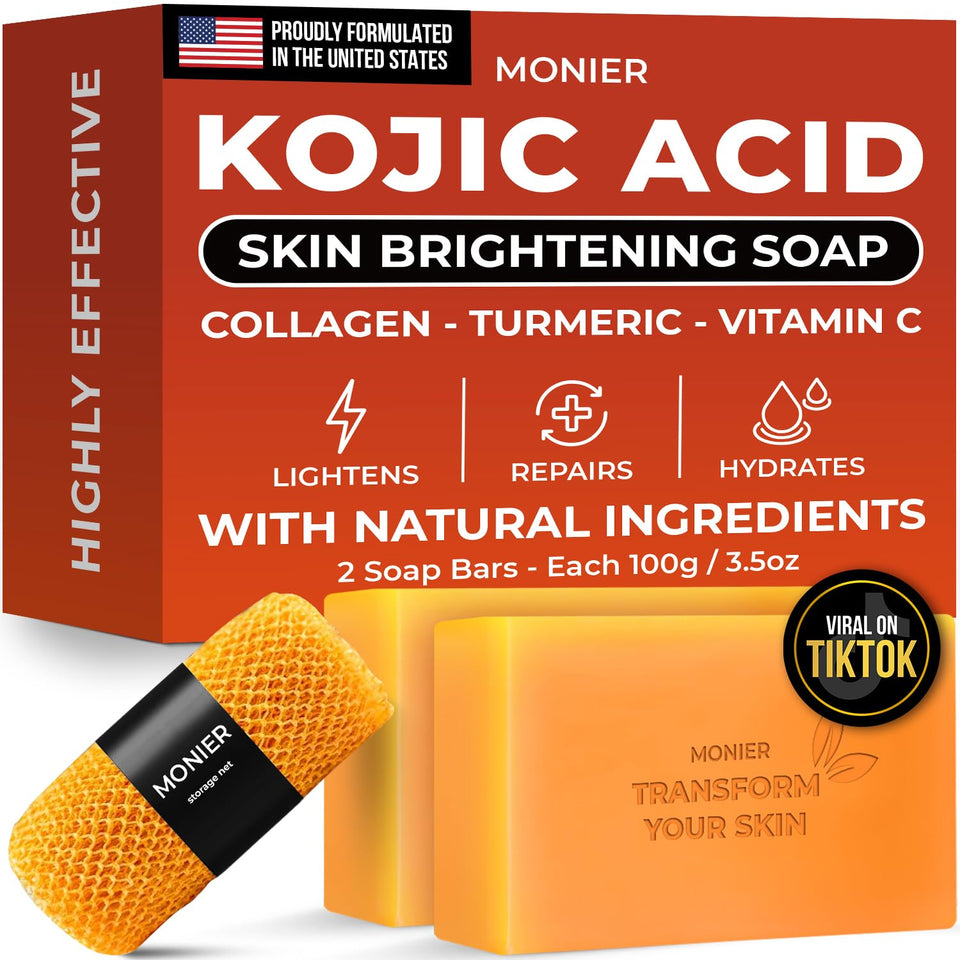 MONIER front packaging showing soap bar and benefits for clearer skin