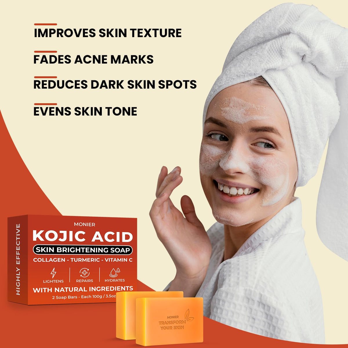 MONIER rich lather in hand demonstrating gentle cleansing and foam