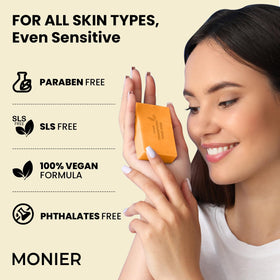 MONIER soap size comparison in hand showing compact travel-friendly bar