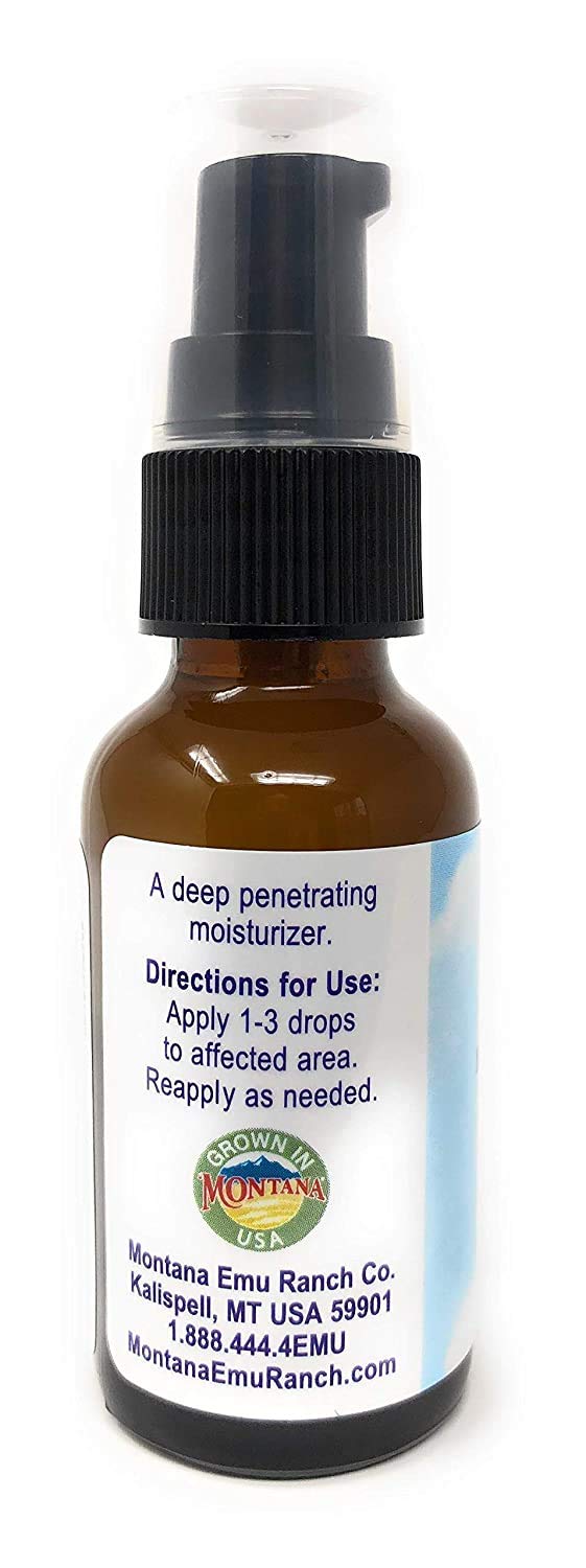 Montana Emu Ranch bottle on bathroom vanity illustrating daily skincare integration