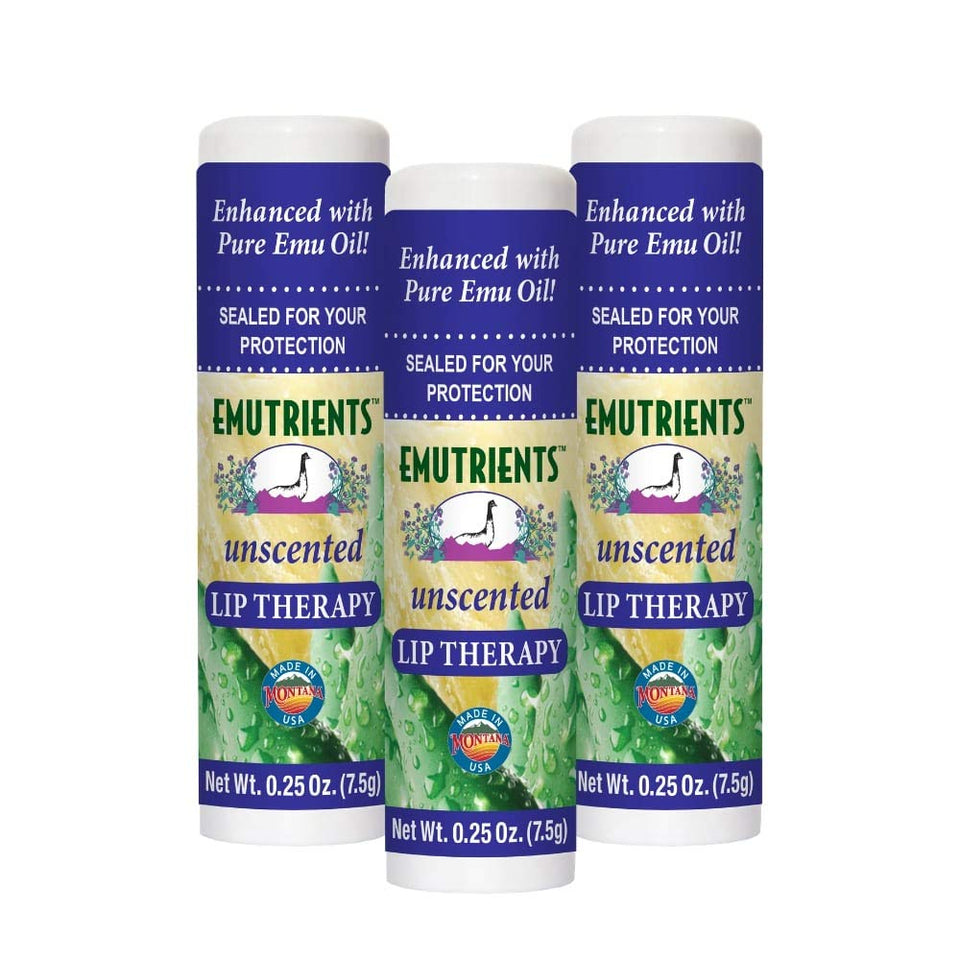 Montana Emu Ranch front tin showing clean unscented lip balm branding and portability