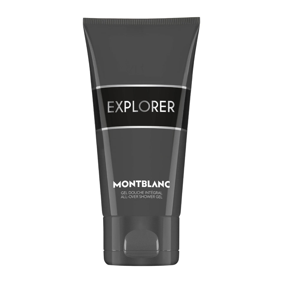 Montblanc Explorer bottle front packaging showing refined branding and travel size benefit