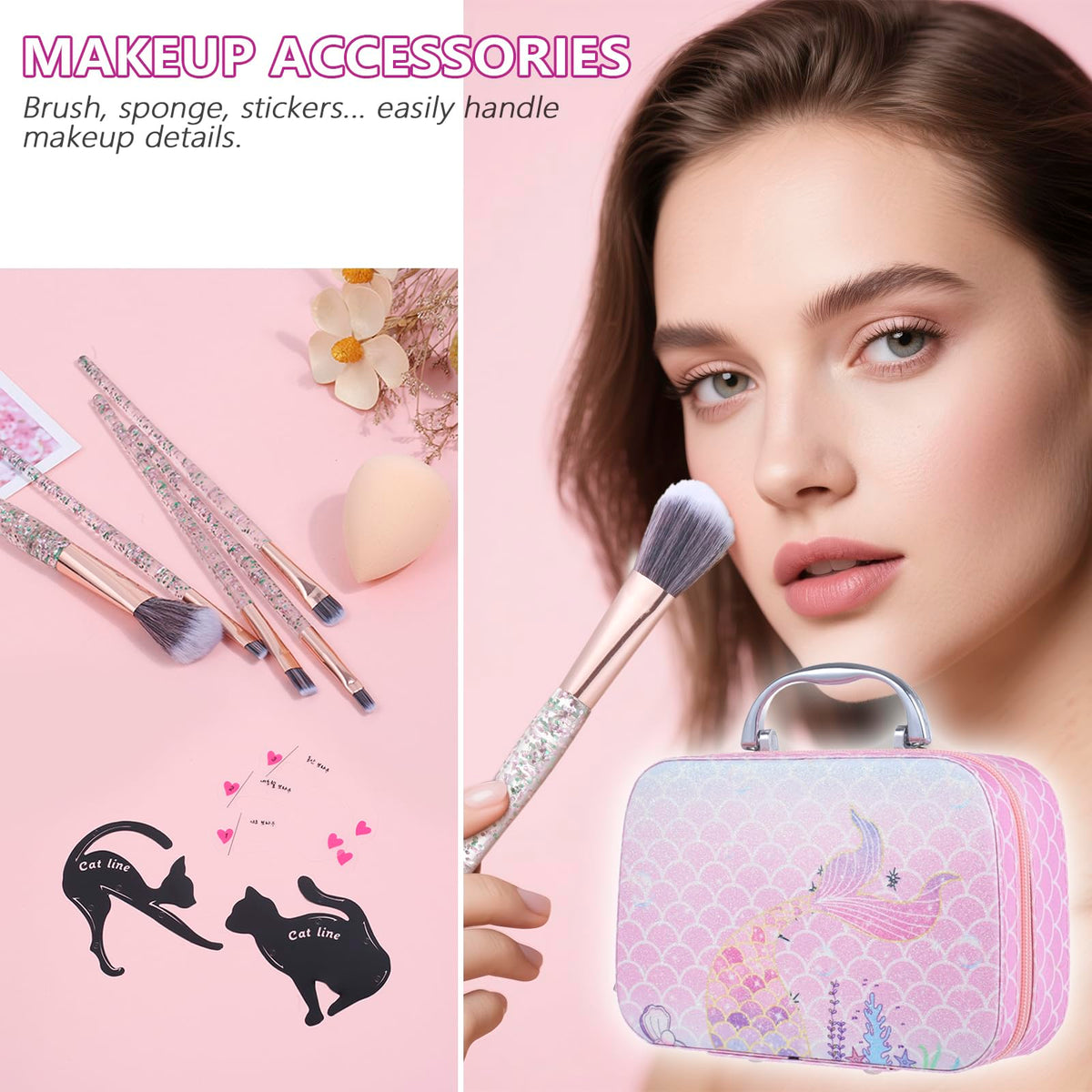 Moobirlet lip products and mascara detail offering color variety and finishing touch