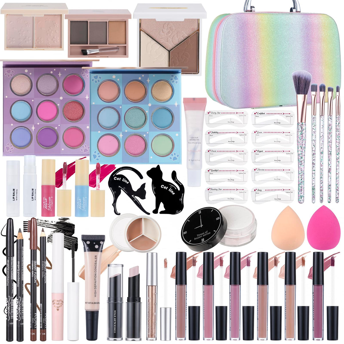Moobirlet rainbow case front showing organized kit for travel