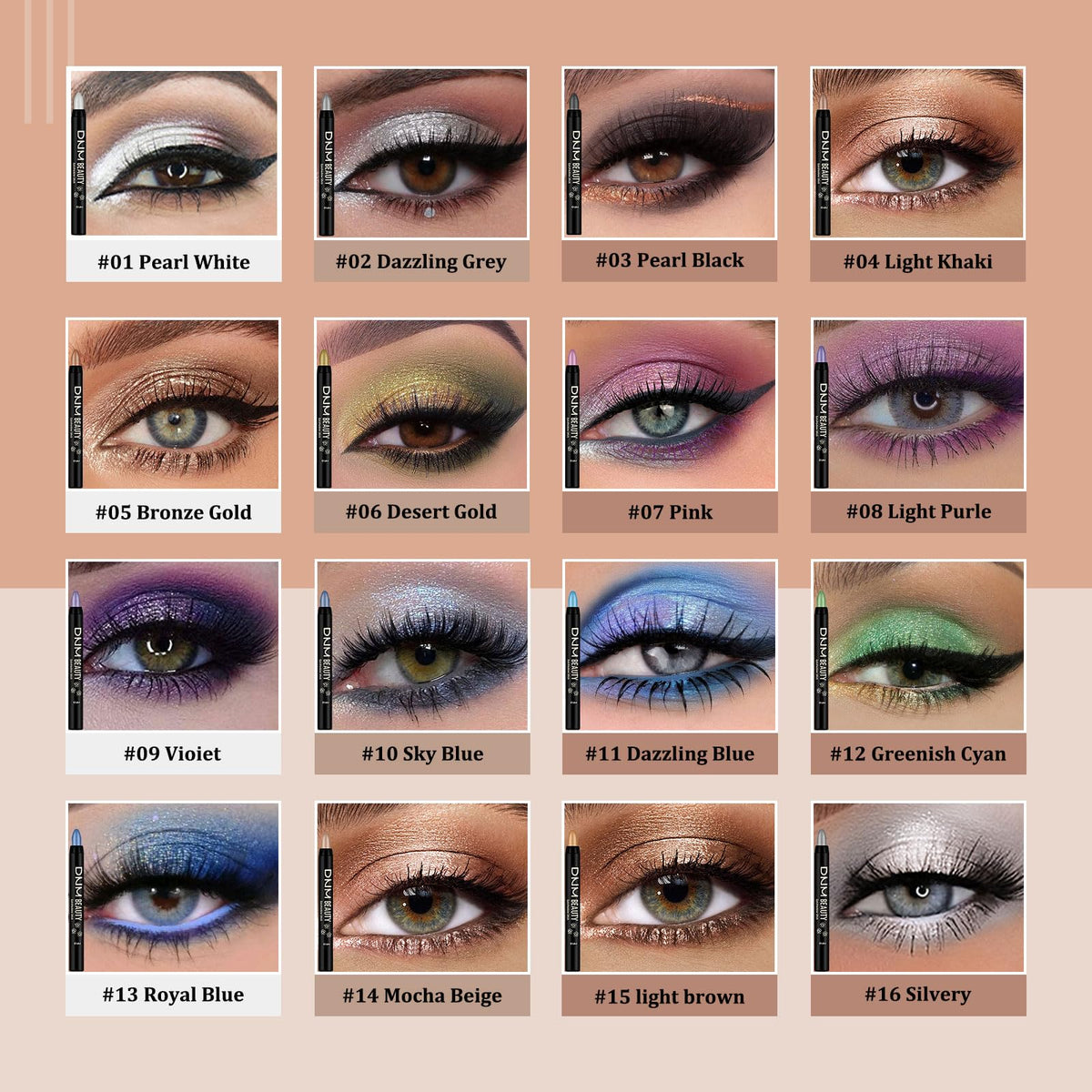MooGlamor open sticks array displaying vibrant shimmery colors for versatile makeup looks