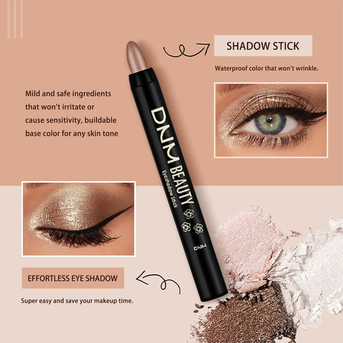 MooGlamor texture closeup of creamy shimmer that glides smoothly for even pigment