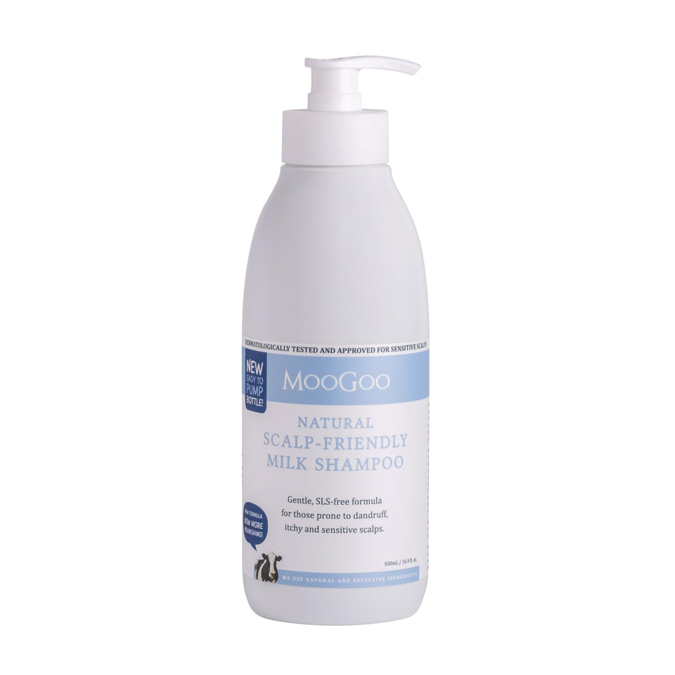MooGoo front bottle showing gentle shampoo packaging and clear product benefit
