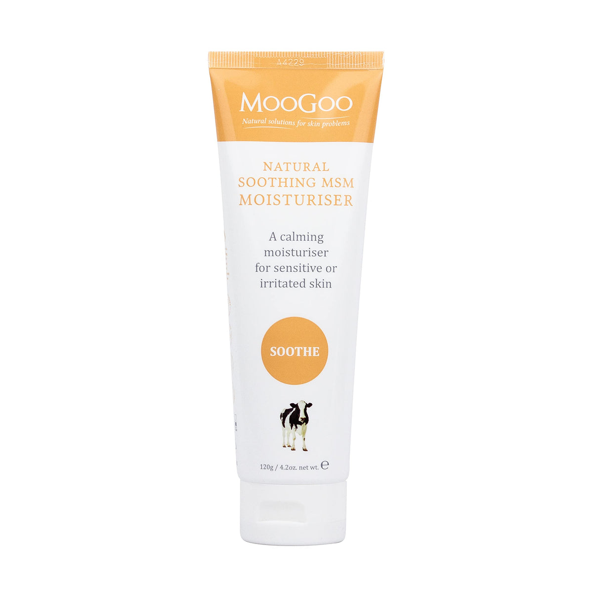 MooGoo front packaging showing calming moisturiser and gentle branding benefits