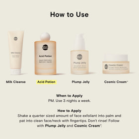 Moon Juice Acid Potion staged on bathroom counter in a nightly routine setup showing calming skincare benefit
