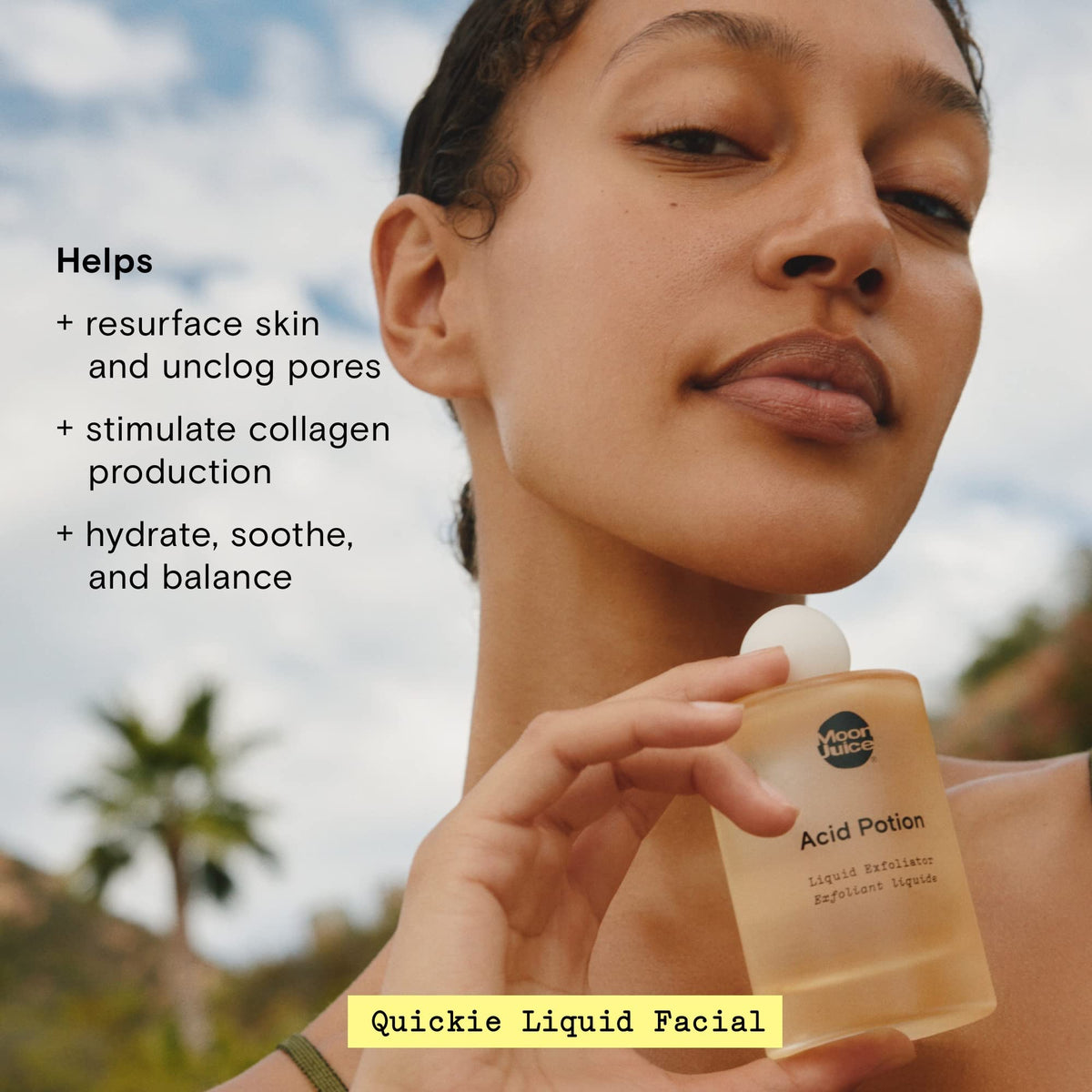 Moon Juice Acid Potion pipette dispensing liquid to illustrate controlled application and precise dosing