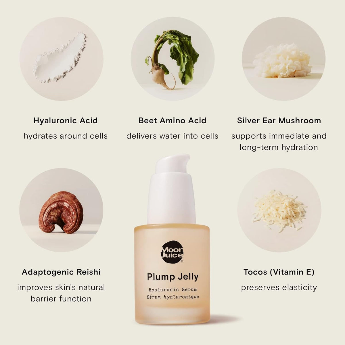 Moon Juice pipette dispensing clear hyaluronic serum, illustrates easy precise application