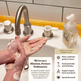Moon Valley Organics bottle next to hand showing 8.8oz scale for portion planning benefit