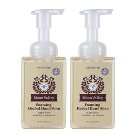 Moon Valley Organics front label showing unscented two‑pack and clear benefits