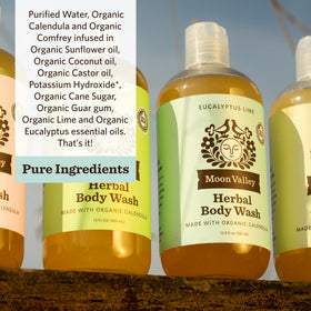 Moon Valley Organics lather on hand demonstrating moisturizing gentle cleanse