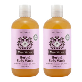 Moon Valley Organics front packaging showing two bottles and clear labeling benefit
